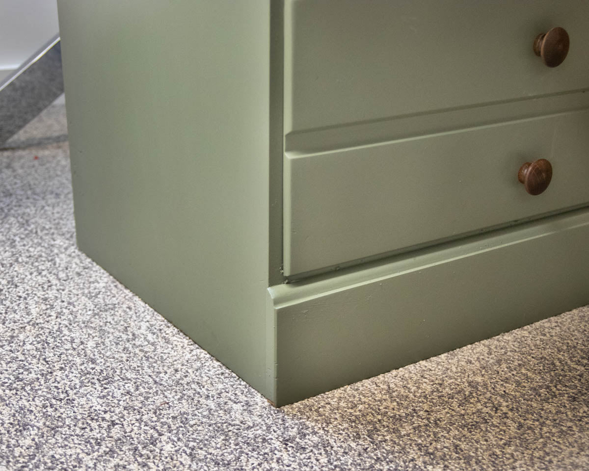 Six  Drawer Dresser In Sage Green Finish W/ Wood Knobs
