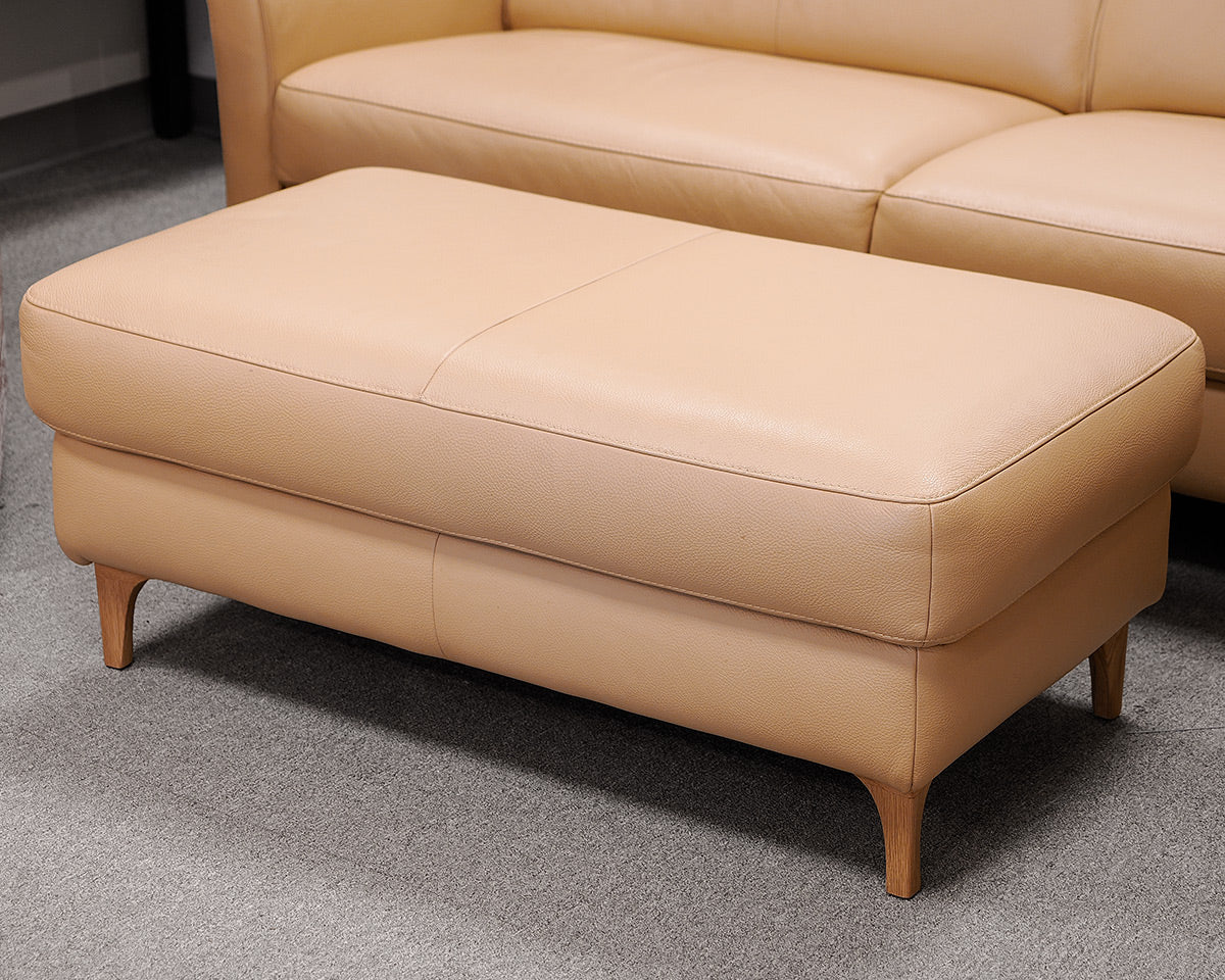 ROM Khaki Leather Sofa and Ottoman