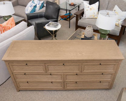 RH Shutter Collection 7-Drawer Dresser in Light Brown Drifted Oak