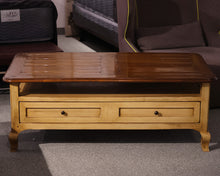 Lillian August French Country Cocktail Table in Ochre with Natural Finish Top