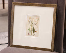 "Antique Botanical I A" Matted Print in Distressed Antique Gold Frame