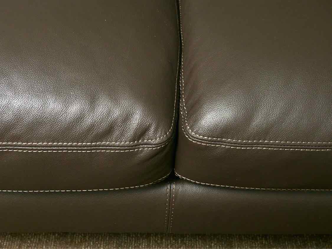 Macy's' Dark Truffle Brown' 3 Cushion Tight Back  Leather Sofa