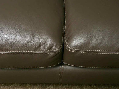 Macy's' Dark Truffle Brown' 3 Cushion Tight Back  Leather Sofa