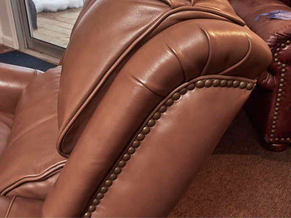 Bradington Young  Mocha Latte Brown Leather Swivel, Rocking, Recliner Chair