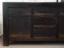 Media Furniture/Sideboard in Black Rubbed Finish with 5 Drawers & 2 Doors