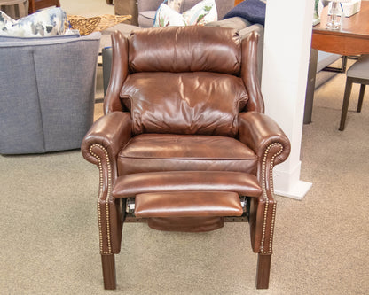 Pair of Bradington Young Chippendale Recliners in Chocolate Brown Leather