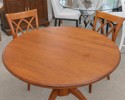 Saloom Pedestal Dining Table and (4) Chair Set in Solid Wood Cherry