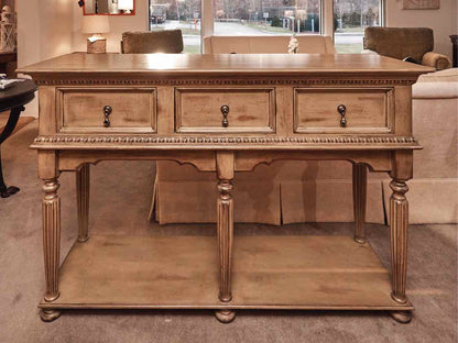 David Lee  Sage Green Finish 3 Drawer & Lower Shelf Console