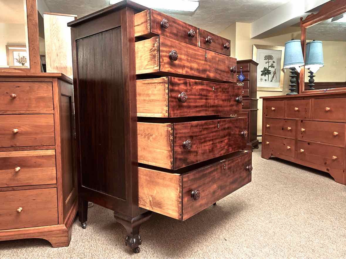 Paine Furniture Cherry 6 Drawer Carved Wooden Knobs  Chest