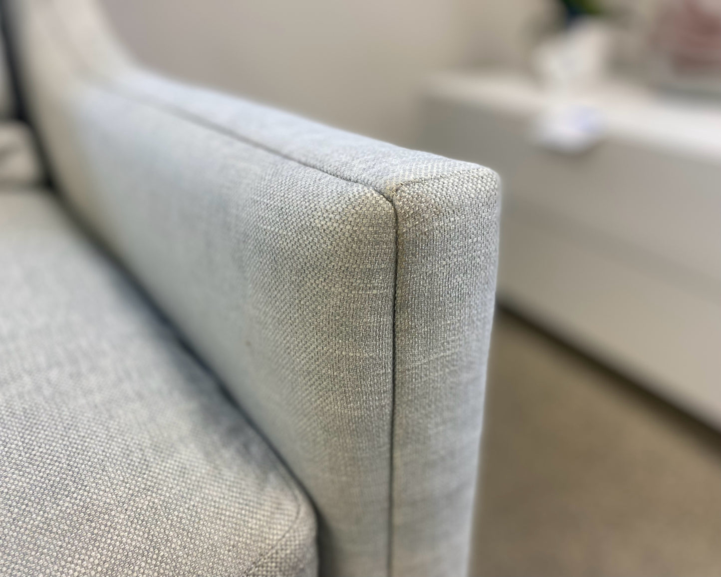 Crate & Barrel Slope Arm Sofa in Light Grey