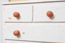 Distressed White Finish 8 Drawer Chest with Wooden Knobs