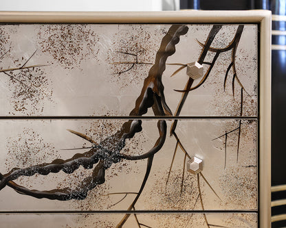 Antiqued Mirrored Pair of Nightstands