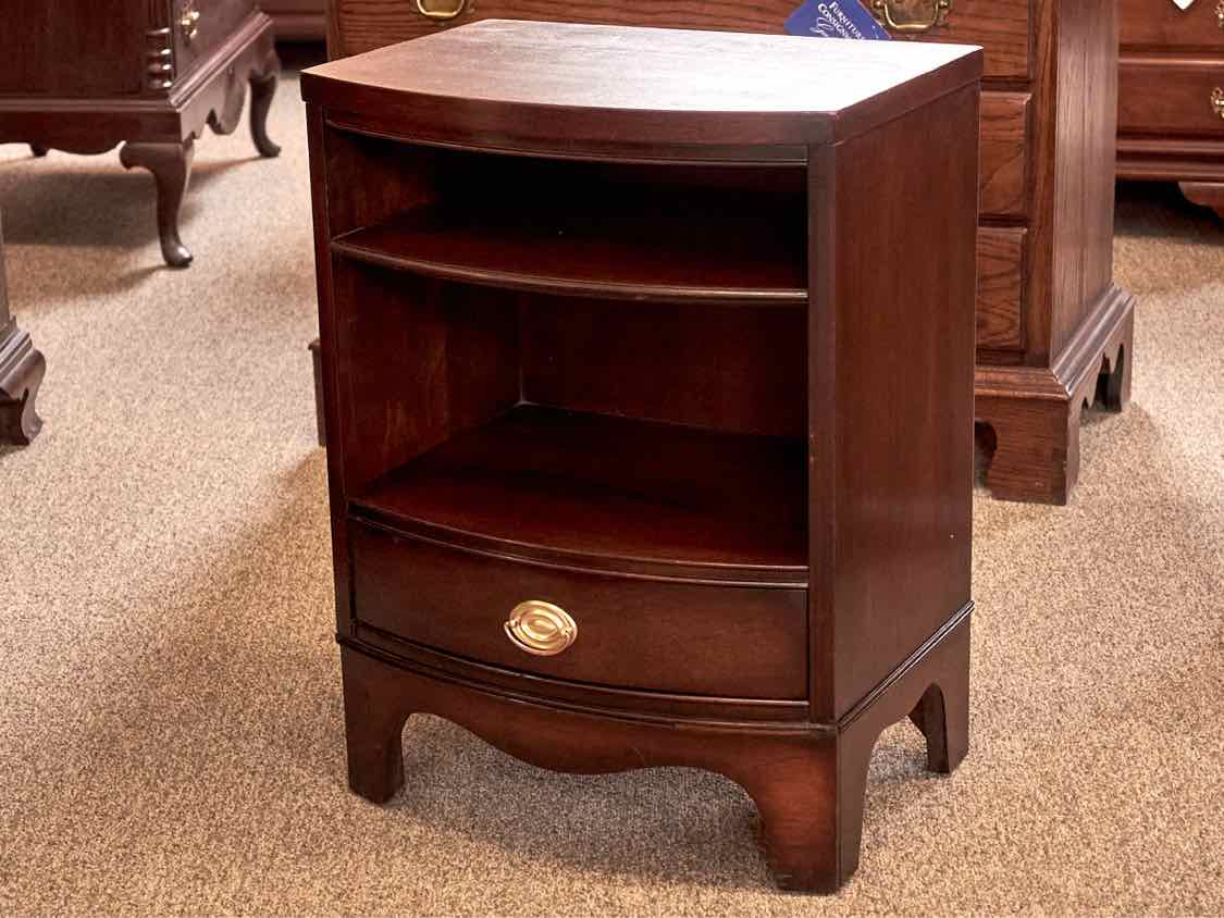 Solid Mahogany Nightstand with 1 Drawer & 2 Shelves