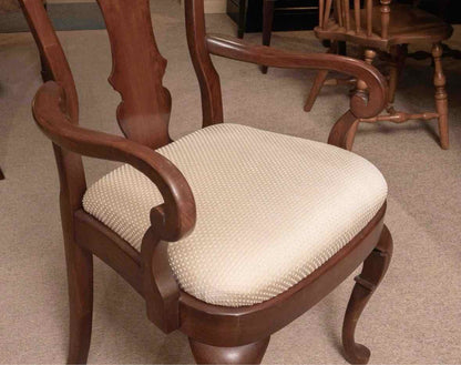 Set Of 6 Cherry Chippendale Style Custom Upholstered Seats Dining Chairs