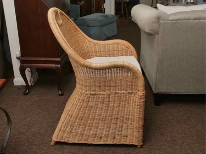 Set of 4 Serena & Lily Natural Wicker Arm Dining Chairs
