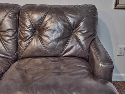 Dark Grey Leather Loveseat