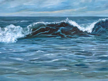 "Waves I" Matted Print on Paper in Natuarl Finish Wood Frame