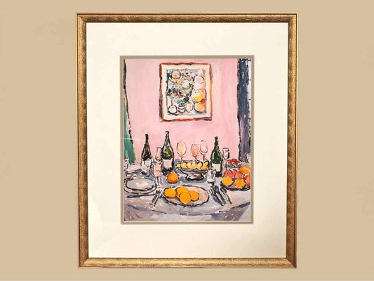 'Dinner's Ready I' Framed Print In Textured Gold & Matt Black Frame
