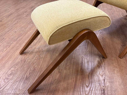 MCM-Style Teak Lounge Chair and Matching Ottoman