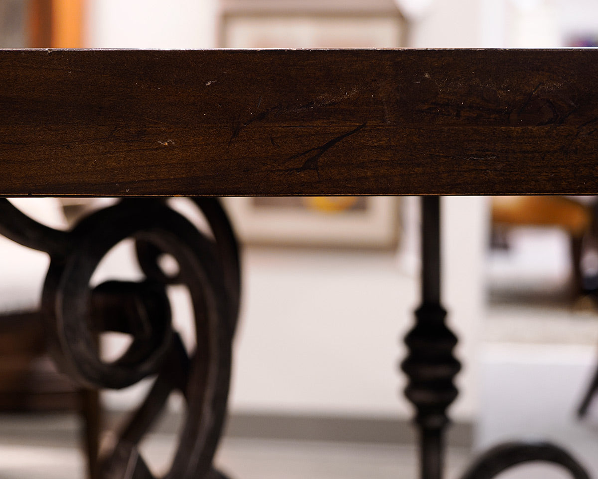 Lorts Parquet Dining Table on Iron Base