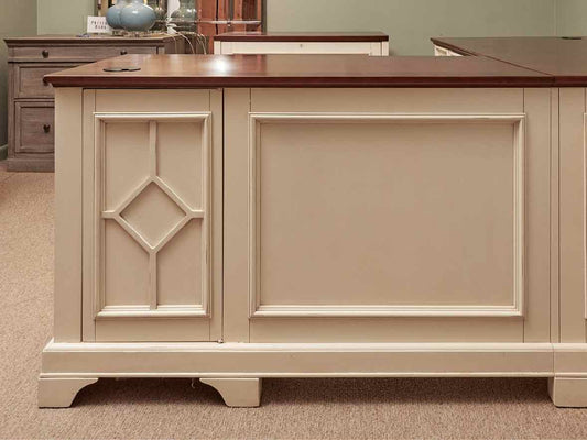 Aspen Home Cream Finish Cherry Top 8 Drawer L Shape  Desk