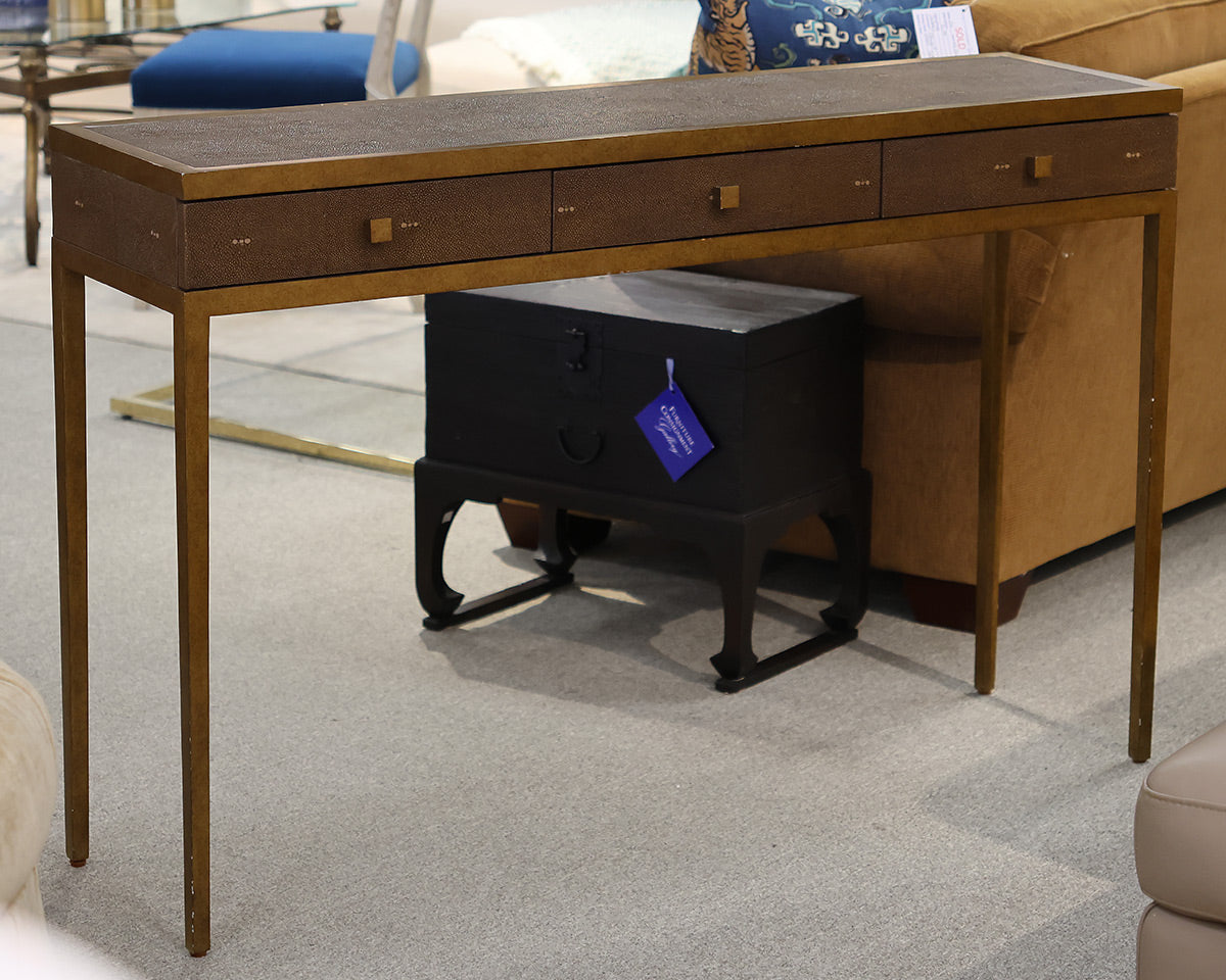 "Frank" Console in Burnished Gold Finish and Copper Shagreen