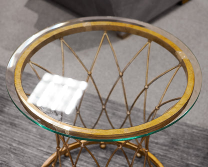 Glass Top Round Side Accent Table