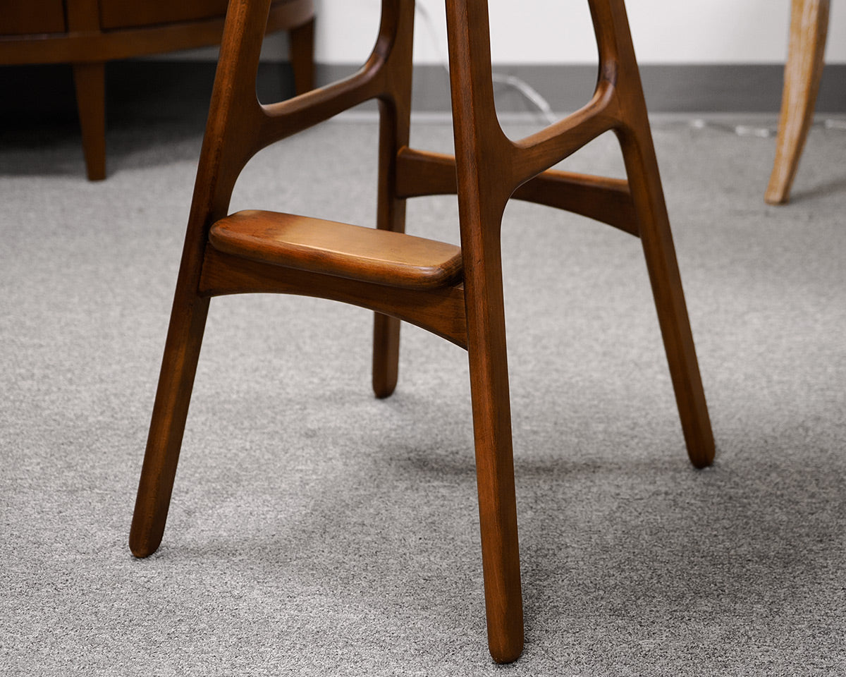 Set of Four Black and Walnut Bar Stools