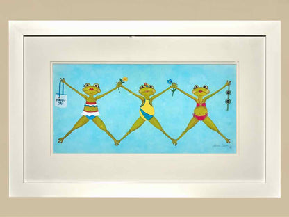 'Summer Splash II' White Frame Double Matted  Watercolor Print