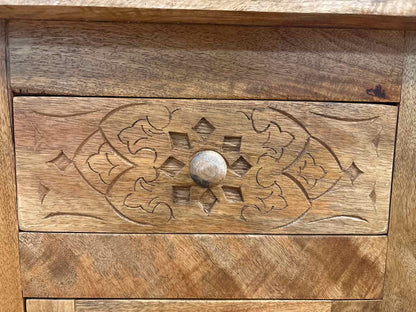 Jofran Global Archive Hand-Carved Walnut Side Table