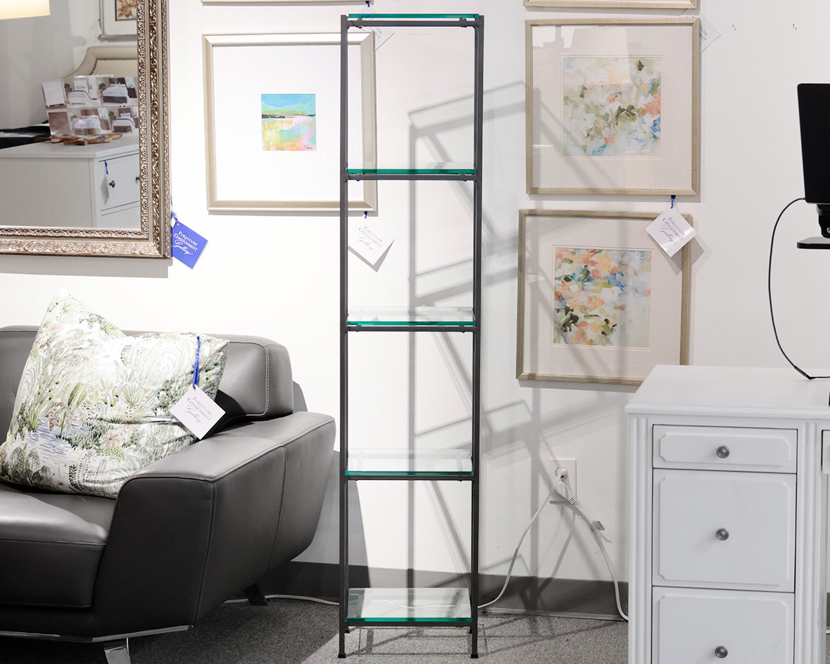 Metal Trellis Tower With Glass Shelves