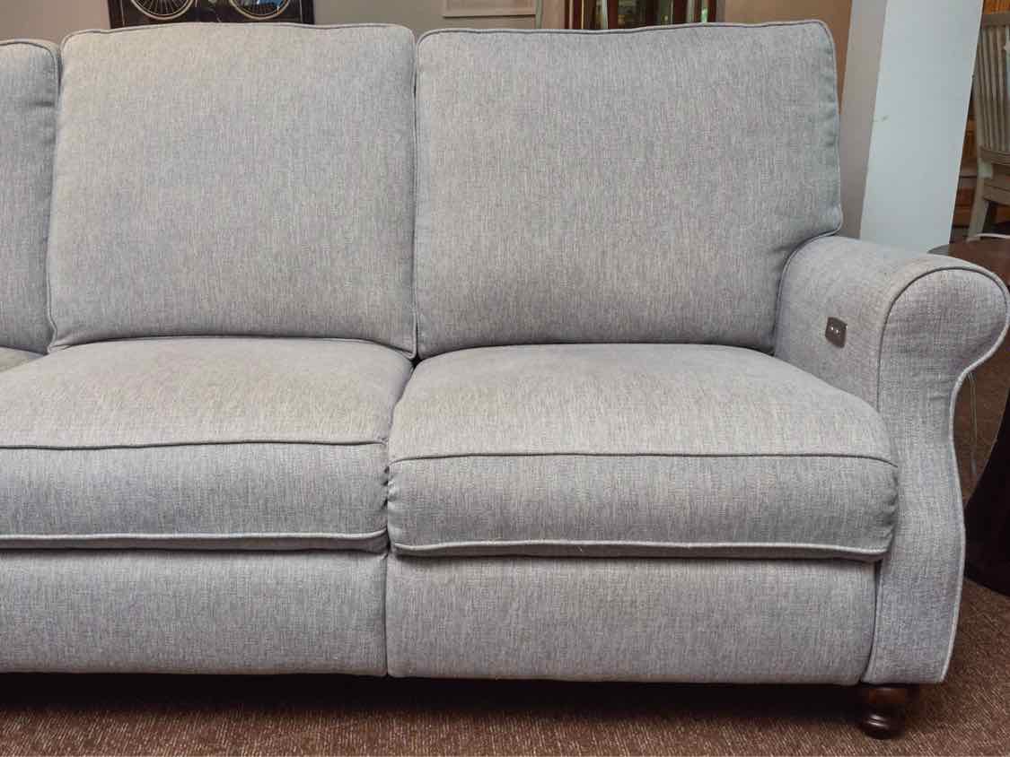 Zhejiang Home Silver Gray Upholstered 3 Cushion 2 Seat Power  Recliner Sofa