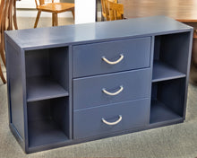 Land of Nod Navy 3-Drawer Dresser with Storage Cubbies and Rope Pulls