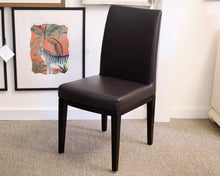 Set of 4 Chocolate Brown Faux Leather Parsons Dining Chairs
