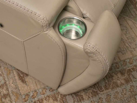 Motomotion Tan Leather Illuminated Cup Holders  Power Chair  Recliner