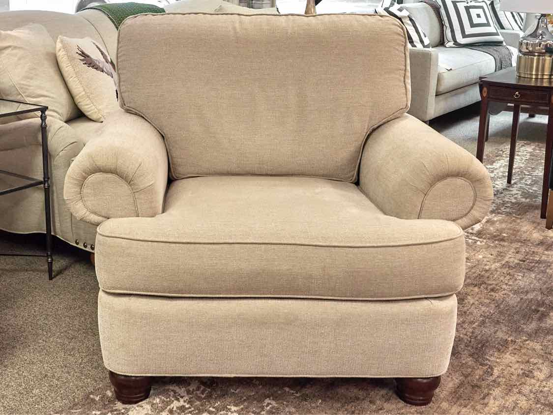 Huntington House Roll Arm Chair & Ottoman