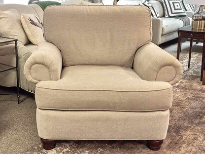 Huntington House Roll Arm Chair & Ottoman