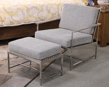 Outdoor Lounge Chair and Ottoman in Chrome & Teak