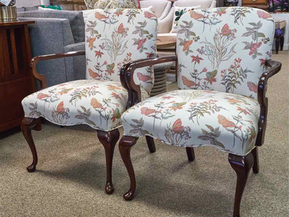 Pair of Queen Anne Gooseneck Arm Chairs