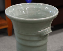 Tall Ceramic Umbrella Stand in Pale Green Crackled Glaze