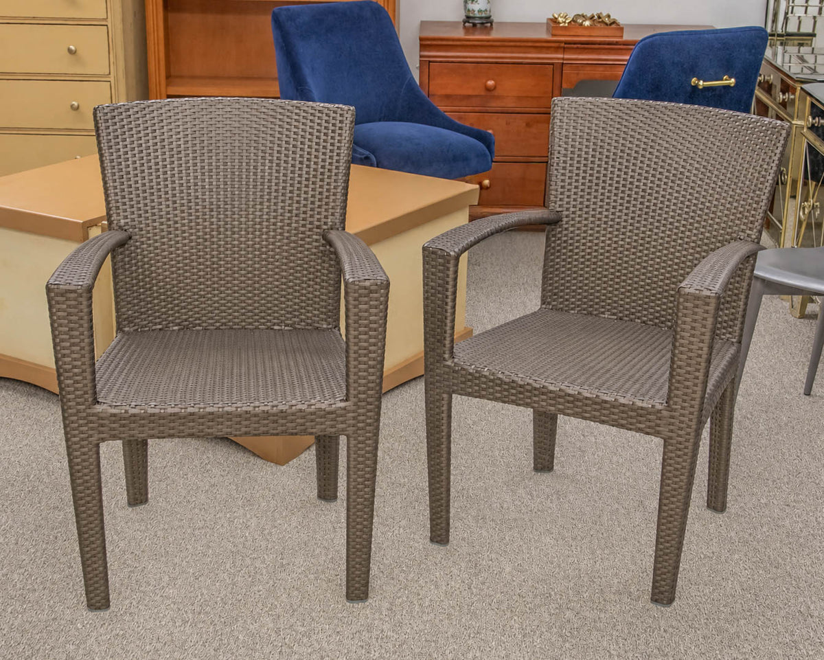 Dedon Dark Woven Outdoor Wicker Bistro Dining Set