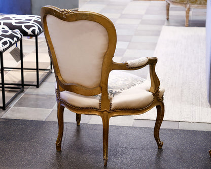 Set of 2 Custom Wood Framed Accent Chairs