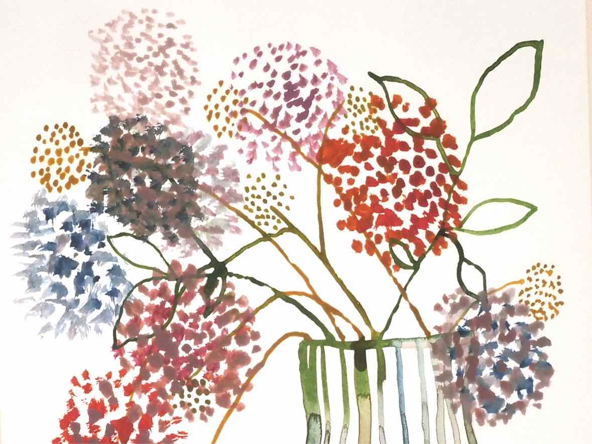 Framed Giclee 'Blossoms in Striped Vase II'