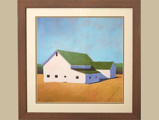 "Homestead Barn II B" Matted Print in Distressed Dark Wood Frame