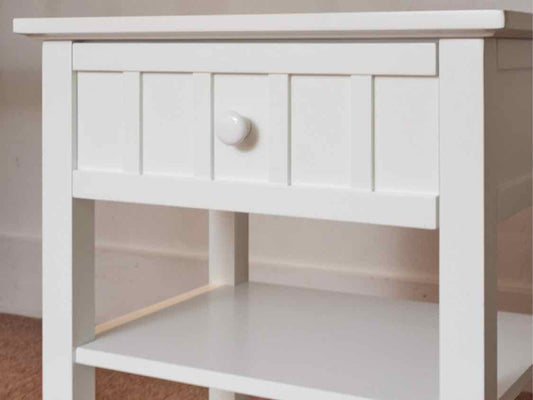 Crate & Barrel White 1 Drawer 2 Shelf  Side Table