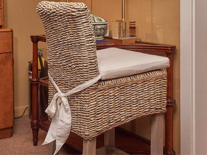 Pair Of Banana Leaf Washed Bar Stools With Cushions