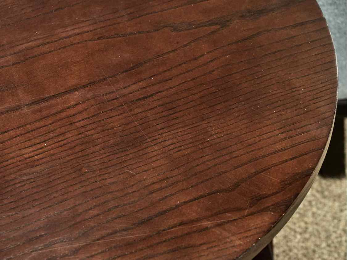 Ethan Allen Round Side Table with Shelf in Espresso Finish Oak