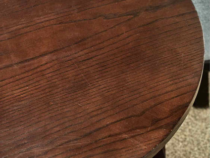 Ethan Allen Round Side Table with Shelf in Espresso Finish Oak