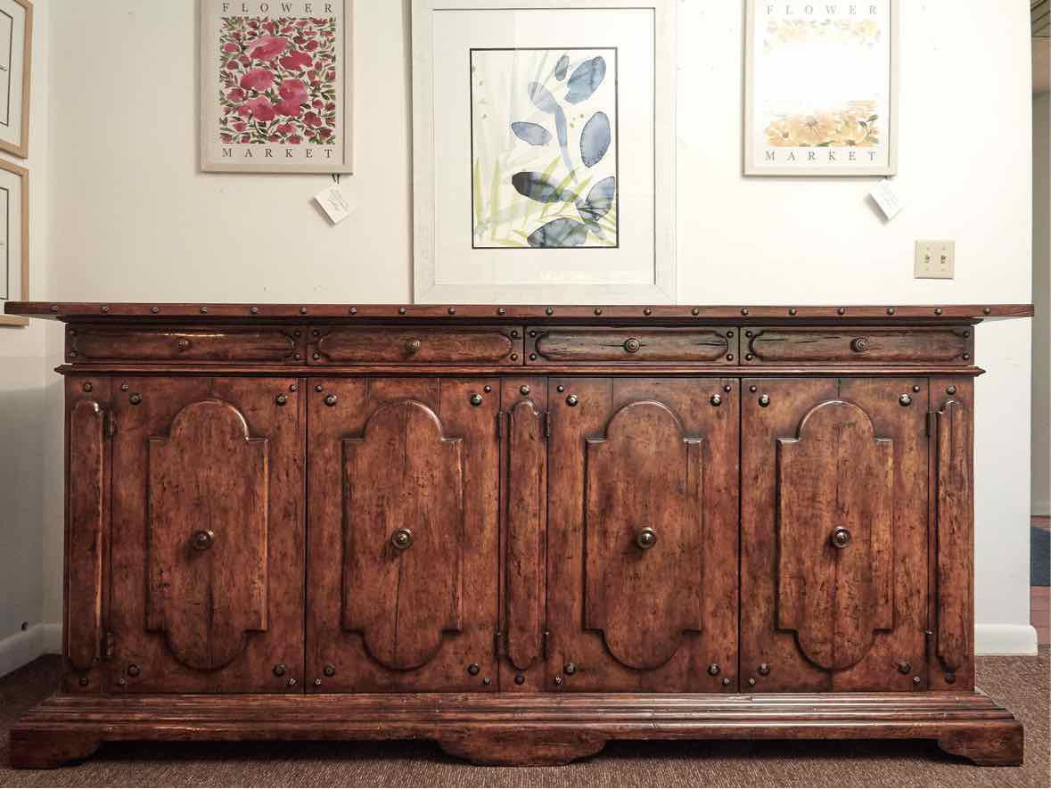 Alderwood Baroque Style 4 Drawer 4 Door with Ornate Carvings Server