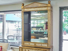 Two Piece 'Verre Eglomisé' Lighted Display Cabinet